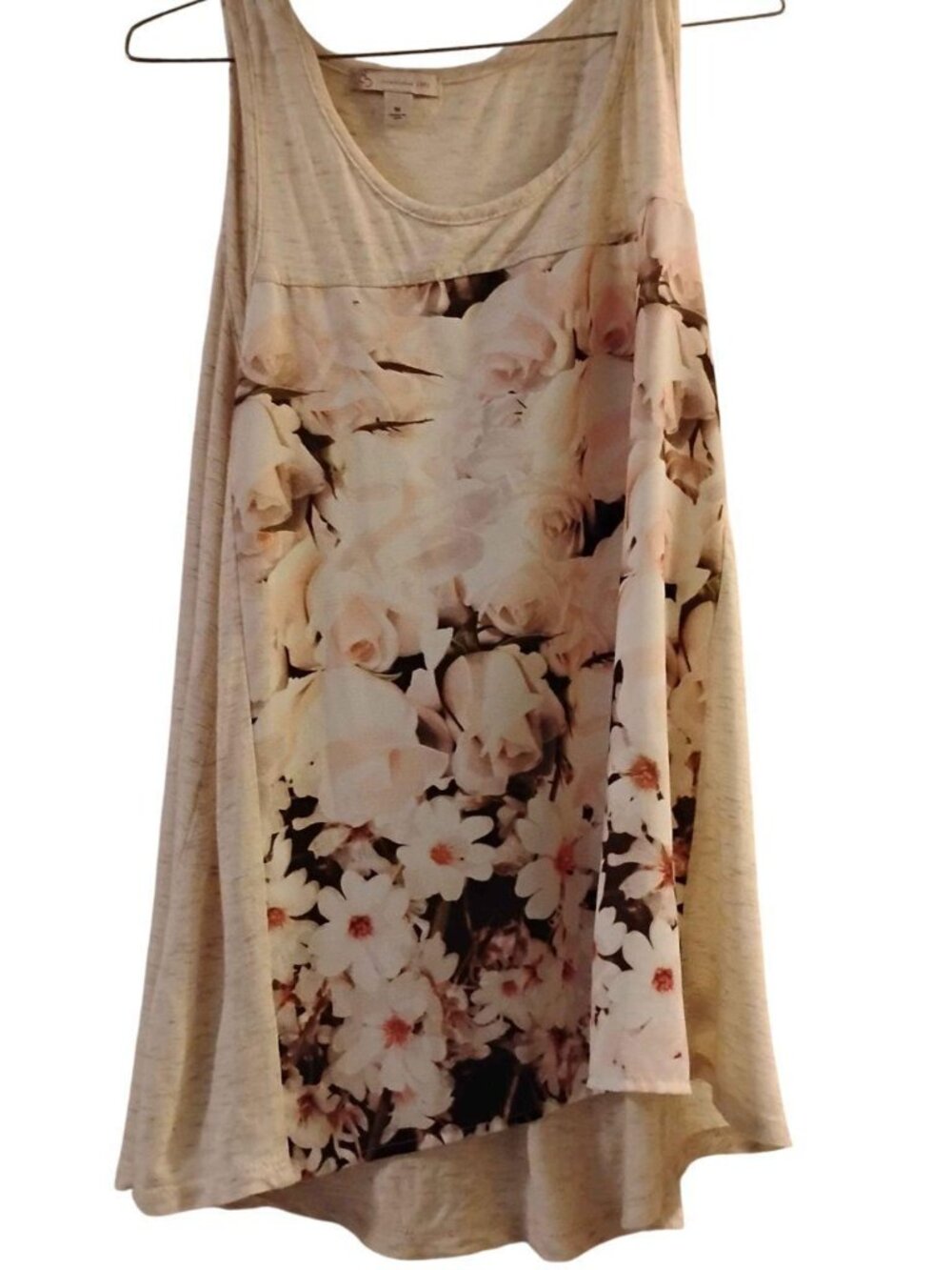 Cream Floral Tank Top